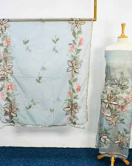 Handmade Gotta + Oil Paint Work Organza 2PC