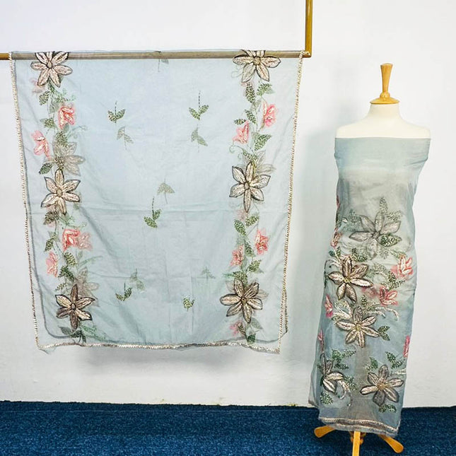 Handmade Gotta + Oil Paint Work Organza 2PC