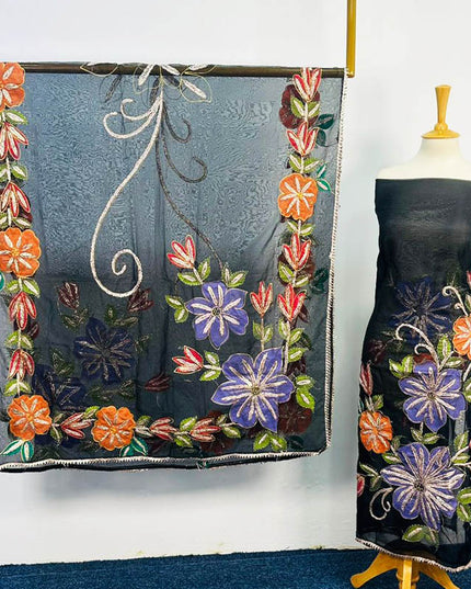 Handmade Gotta + Oil Paint Work Organza 2PC
