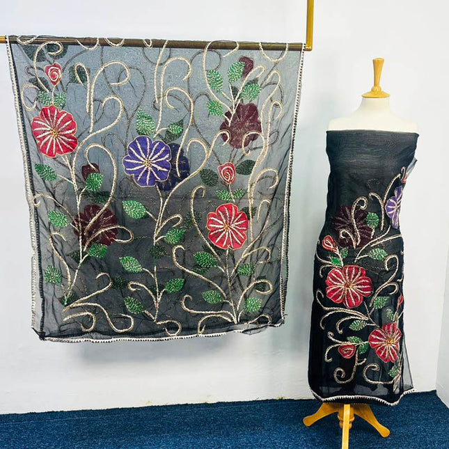 Organza Dress 2PC – Handmade Gotta & Mukesh | Apka Libas