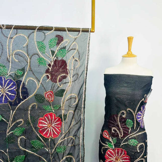 Handmade Gotta + Oil Paint Work Organza 2PC