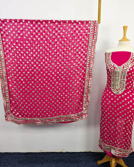 Chiffon With Handmade Akhrot Gotta Work