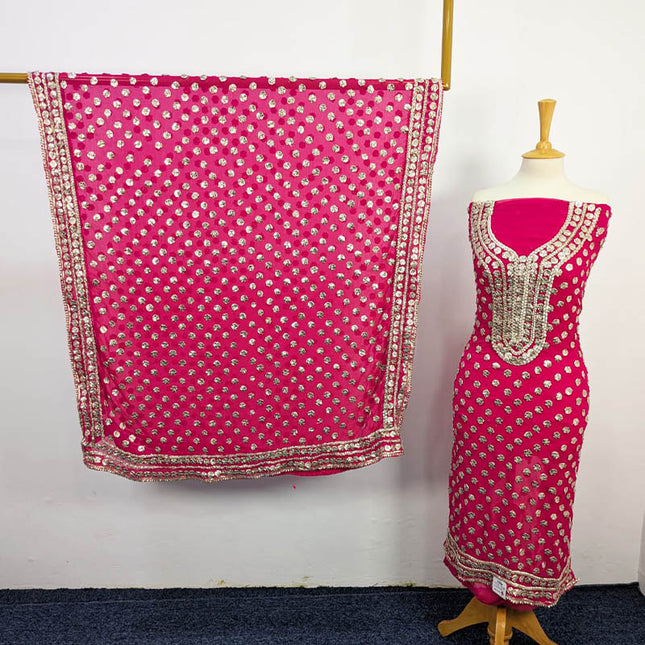 Chiffon With Handmade Akhrot Gotta Work