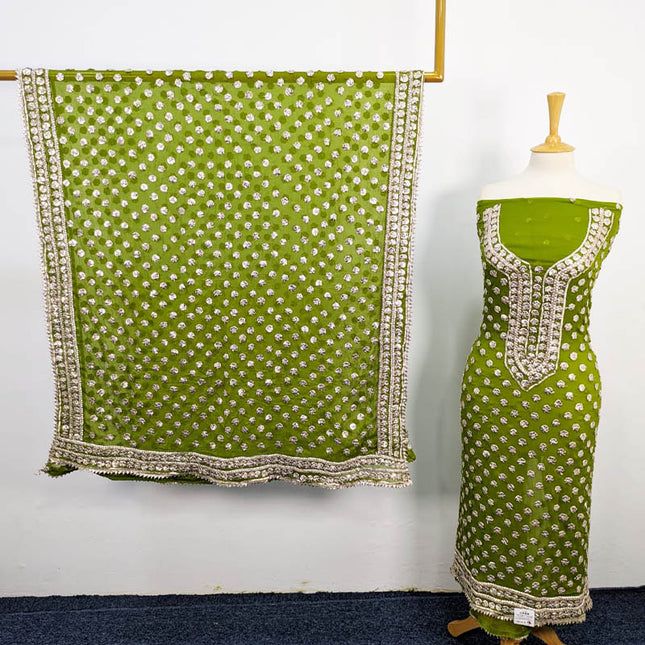 Chiffon With Handmade Akhrot Gotta Work