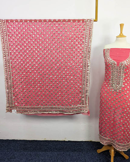 Chiffon With Handmade Akhrot Gotta Work