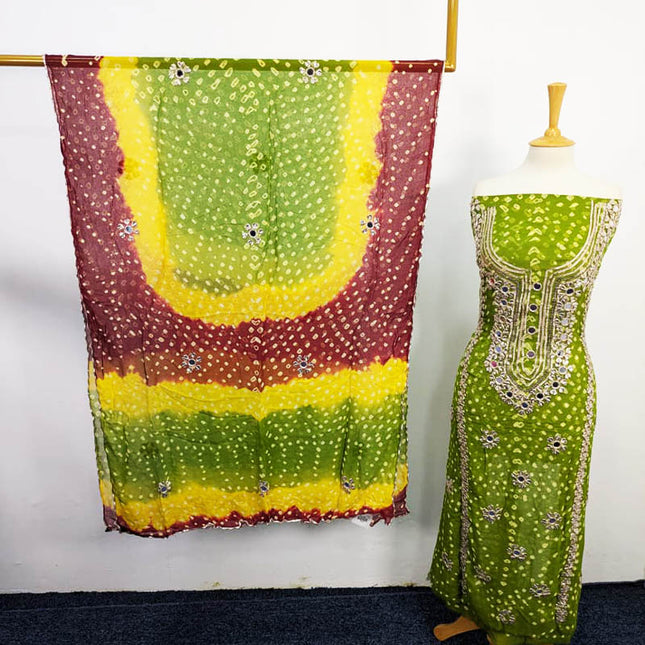 Handmade Gotta Work + Mirror Work Chiffon 2PC Unstitched