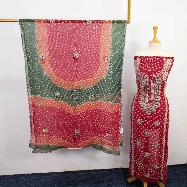 Handmade Gotta Work + Mirror Work Chiffon 2PC Unstitched