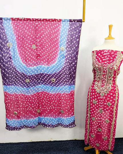 Handmade Gotta Work + Mirror Work Chiffon 2PC Unstitched