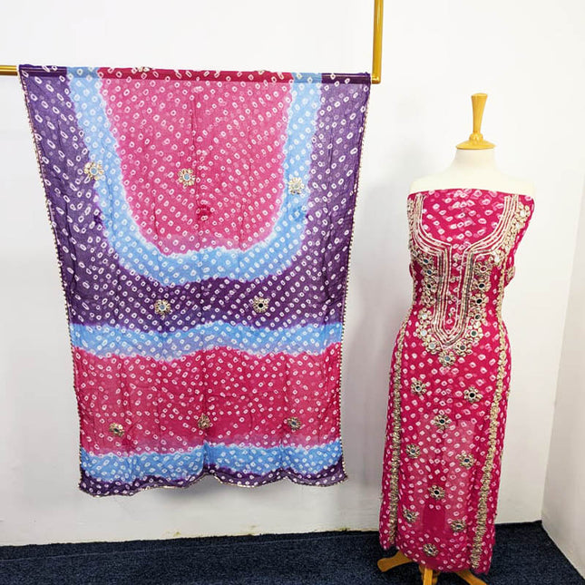 Handmade Gotta Work + Mirror Work Chiffon 2PC Unstitched