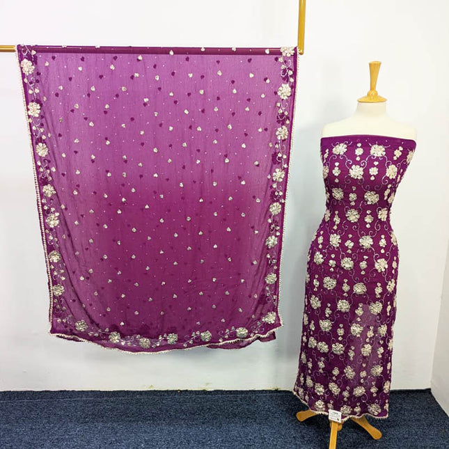 Handmade Gotta And Mukesh Work Chiffon