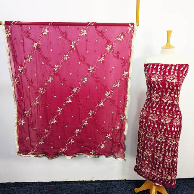 Handmade Full Jaal Gotta Work Chiffon 2PC Unstitched