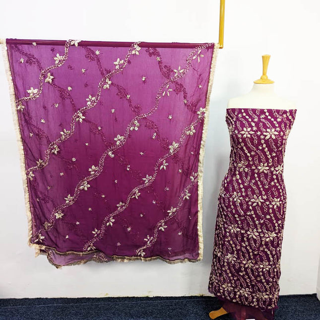 Handmade Full Jaal Gotta Work Chiffon 2PC Unstitched