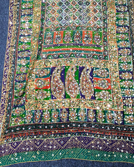 Fancy Printed Silk With Mirror Work Dupatta