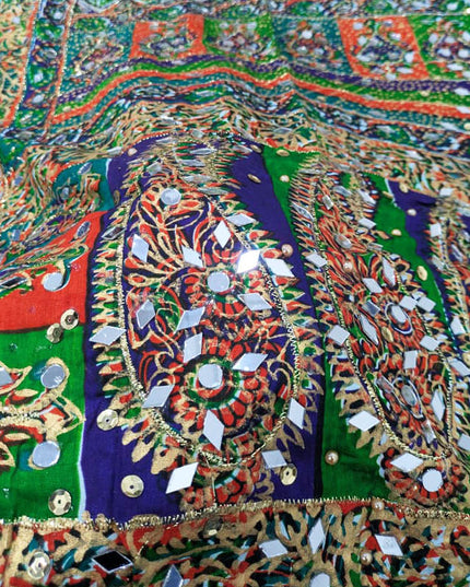 Fancy Printed Silk With Mirror Work Dupatta