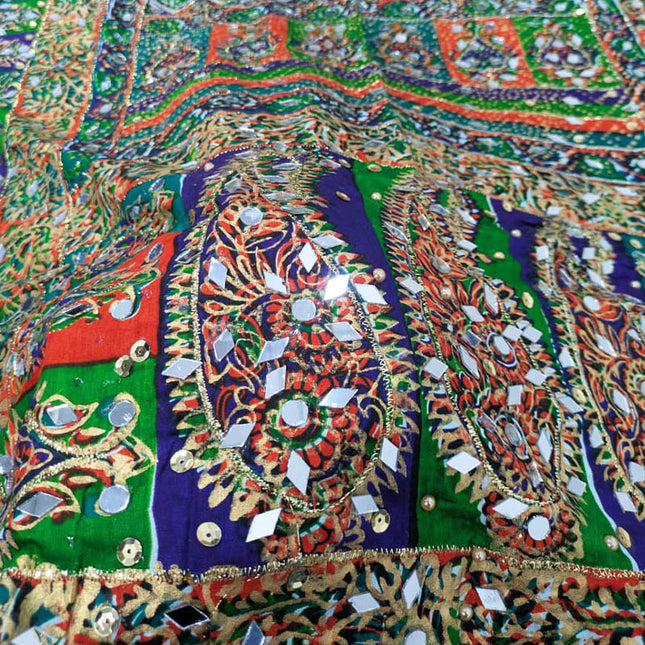 Fancy Printed Silk With Mirror Work Dupatta