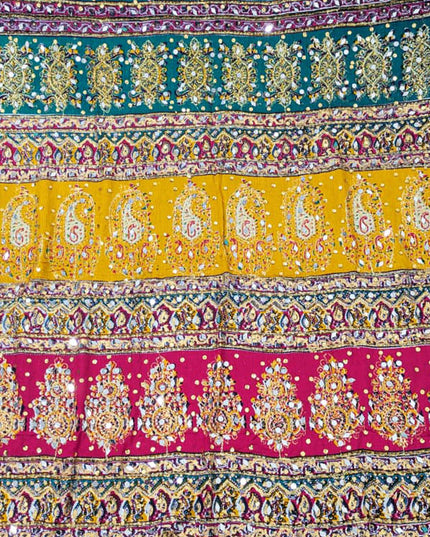 Fancy Printed Silk With Mirror Work Dupatta