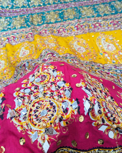 Fancy Printed Silk With Mirror Work Dupatta