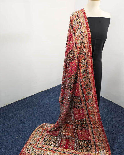 Fancy Printed Silk With Mirror Work Dupatta
