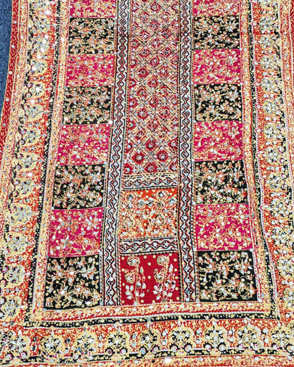Fancy Printed Silk With Mirror Work Dupatta