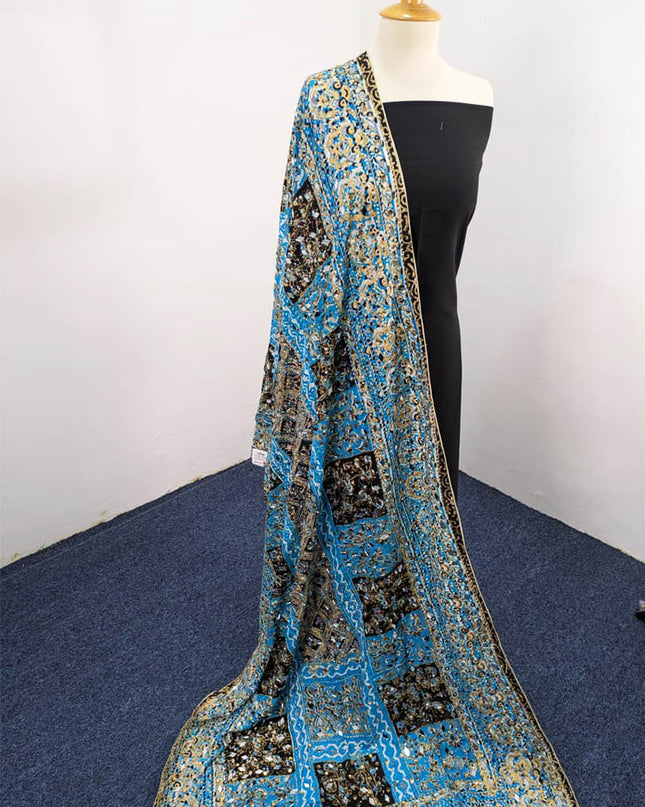 Fancy Printed Silk With Mirror Work Dupatta