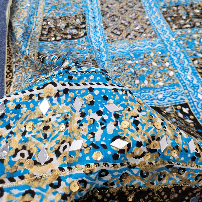 Fancy Printed Silk With Mirror Work Dupatta