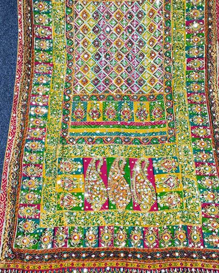 Fancy Printed Silk With Mirror Work Dupatta