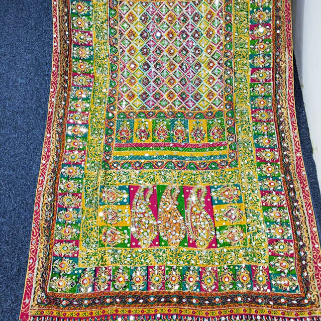 Fancy Printed Silk With Mirror Work Dupatta