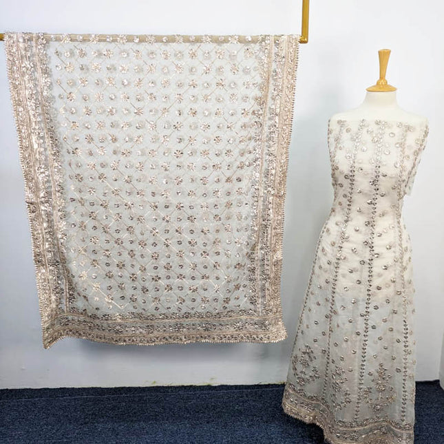 Handmade Organza Gotta Work Full Jaal Work