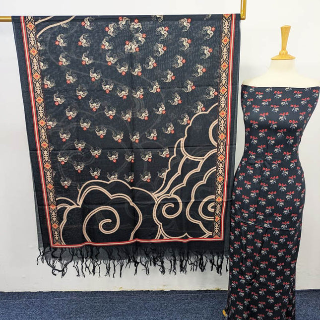 Fancy China Printed Marina With Wool Shawl 3PC Unstitched