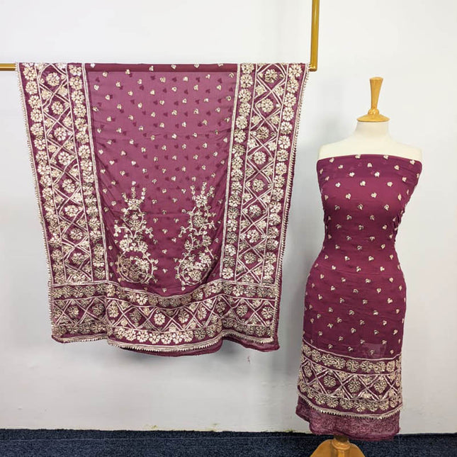 Fancy Chiffon With Handmade Gotta Work