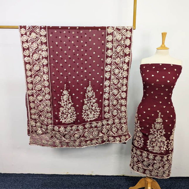 Fancy Chiffon With Handmade Gotta Work