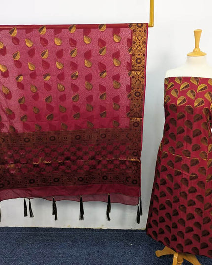 Indian Silk With Banarasi Work 2PC  Unstitched