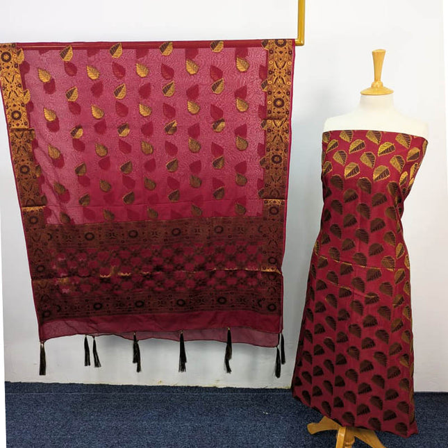Indian Silk With Banarasi Work 2PC  Unstitched