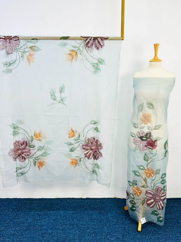 Organza With Oil Paint and Handmade Gotta Work 2PC