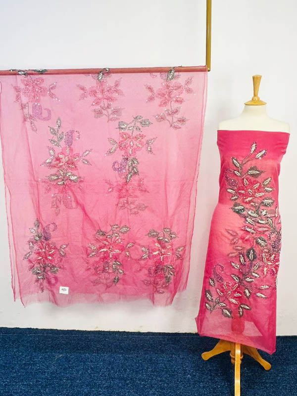 Organza With Oil Paint and Handmade Gotta Work 2PC