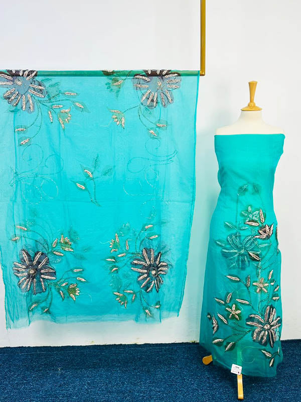 Organza With Oil Paint and Handmade Gotta Work 2PC