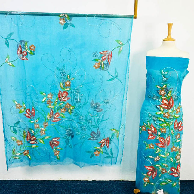 Organza With Oil Paint and Handmade Gotta Work 2PC