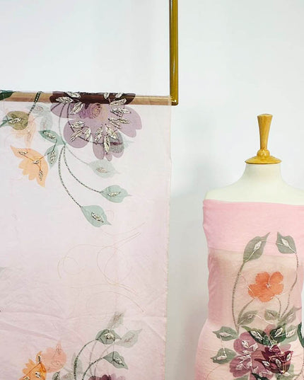 Organza With Oil Paint and Handmade Gotta Work 2PC