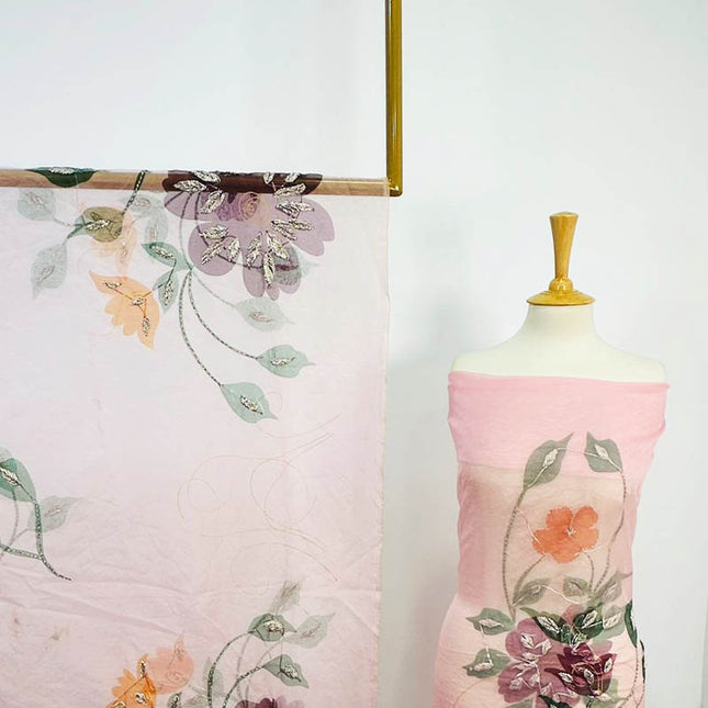 Organza With Oil Paint and Handmade Gotta Work 2PC