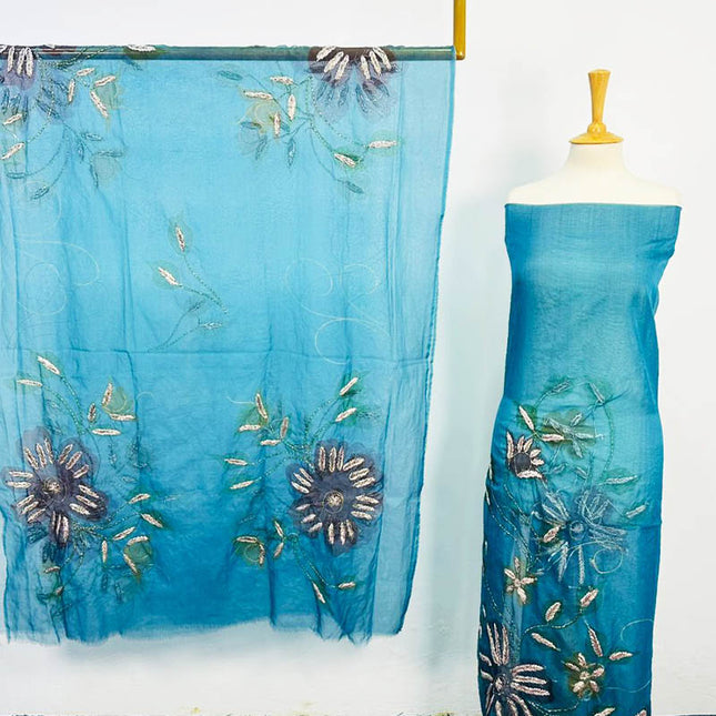 Organza With Oil Paint and Handmade Gotta Work 2PC