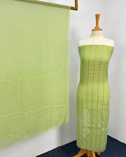 China Chiffon With Golden+Silver Mukesh Work