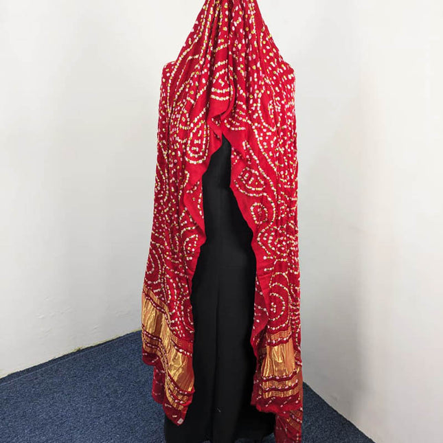 Pure Indian Gajji Silk Chunri And Mukesh Work Dupatta