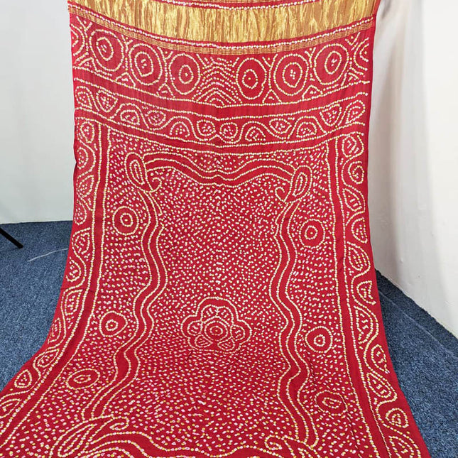 Pure Indian Gajji Silk Chunri And Mukesh Work Dupatta