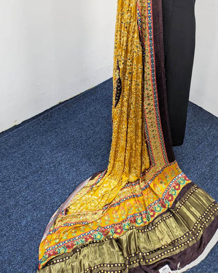 Pure Indian Gajji Silk Print + Mukesh Work Dupatta