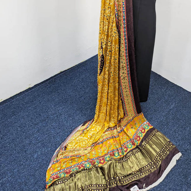 Pure Indian Gajji Silk Print + Mukesh Work Dupatta