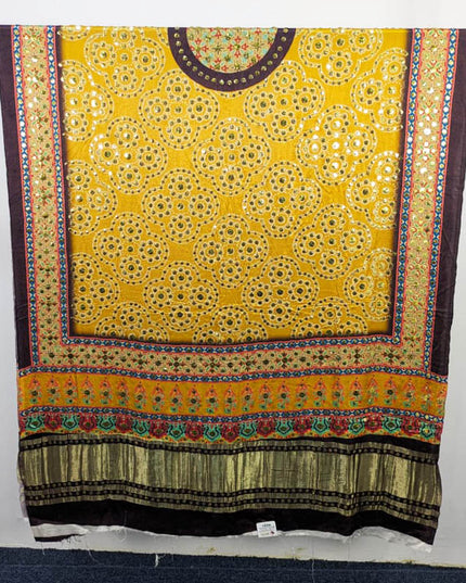 Pure Indian Gajji Silk Print + Mukesh Work Dupatta