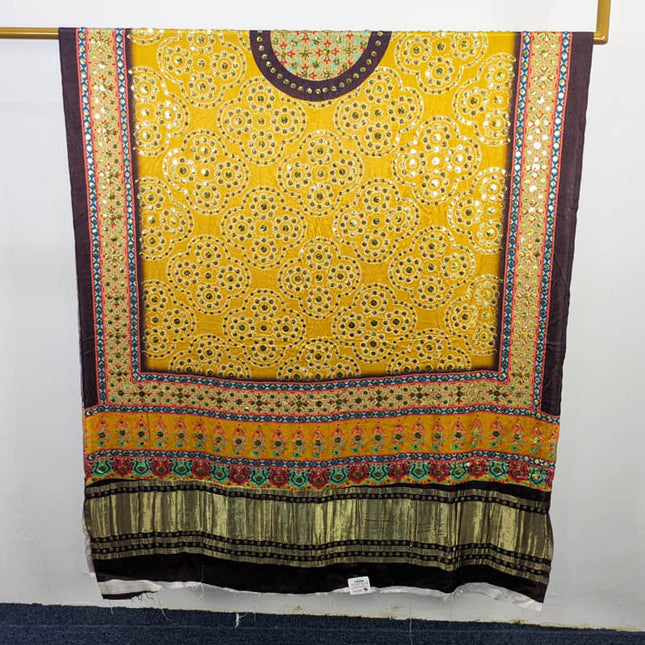 Pure Indian Gajji Silk Print + Mukesh Work Dupatta