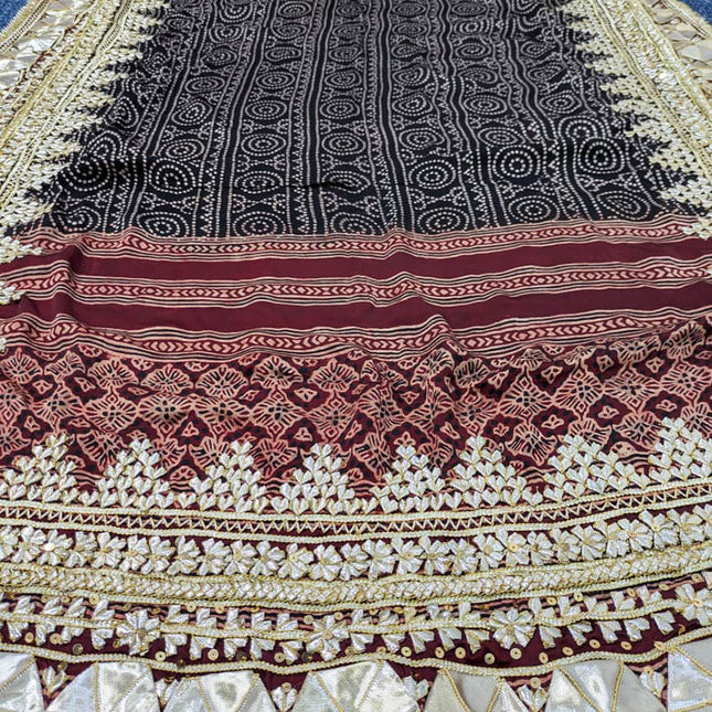 Pure Indian Gajji Silk Chunri And Gotta Work Dupatta