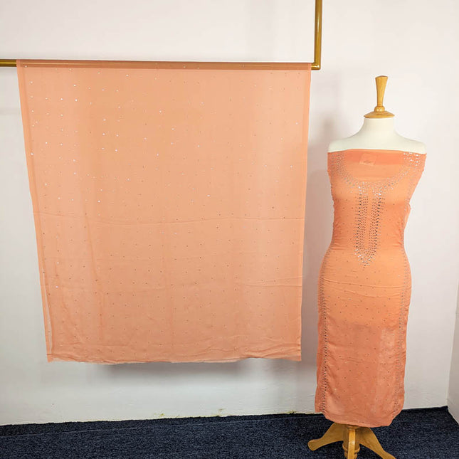 Handmade Mukesh Work Chiffon 2 PC Unstitched