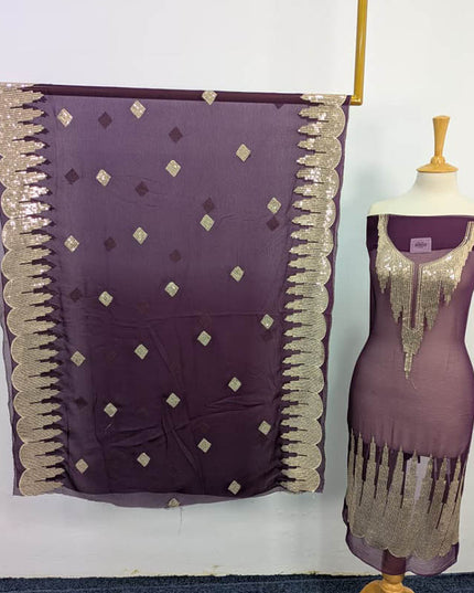 Embroidered Chiffon With Sitara Work 2Piece Unstitched